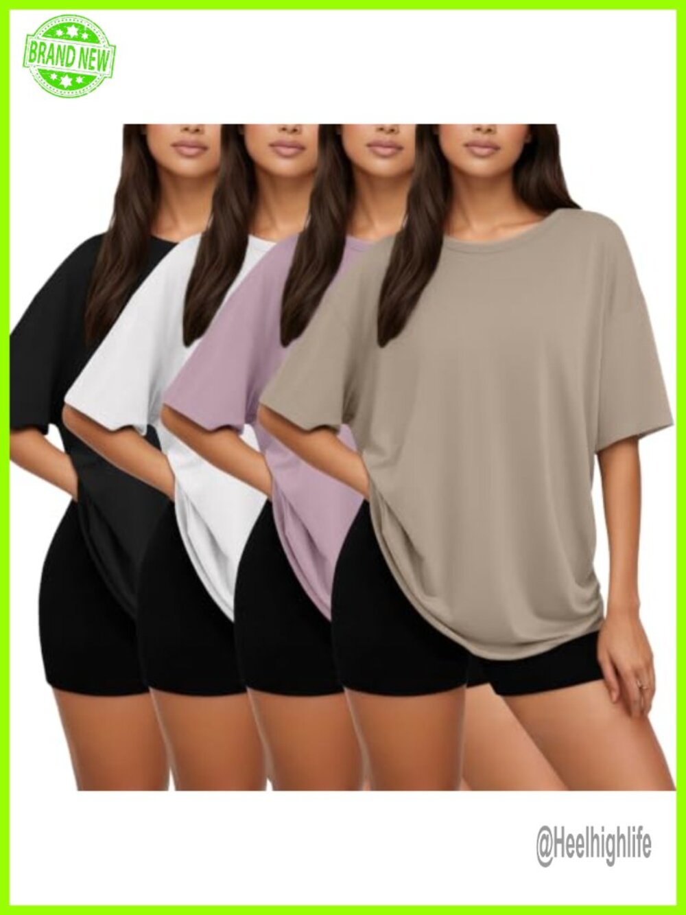 Oversized T-Shirt Women Short Sleeve Cotton Boxy Crew Neck Loose Fit Workout